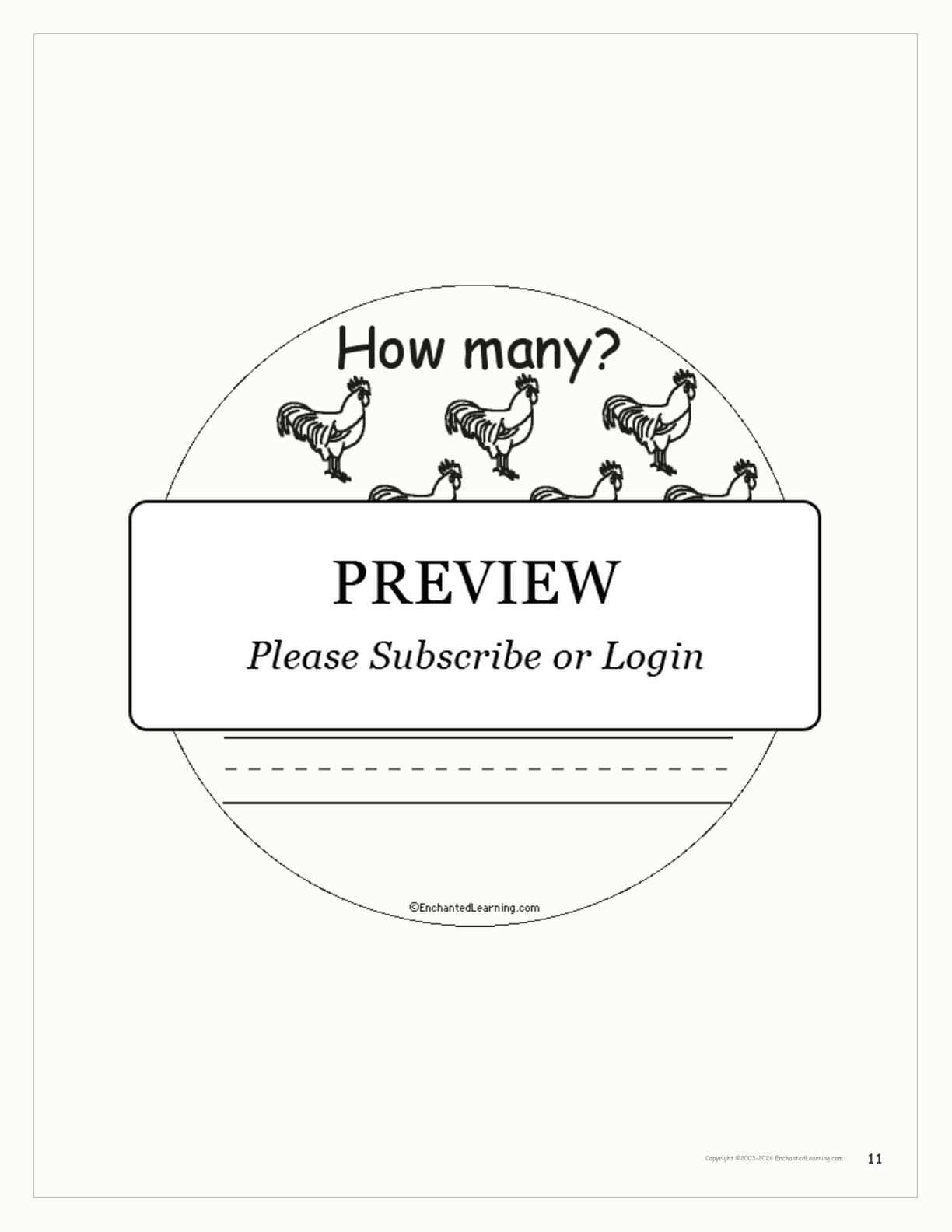 How Many Farm Animals? Book for Early Readers interactive printout page 11