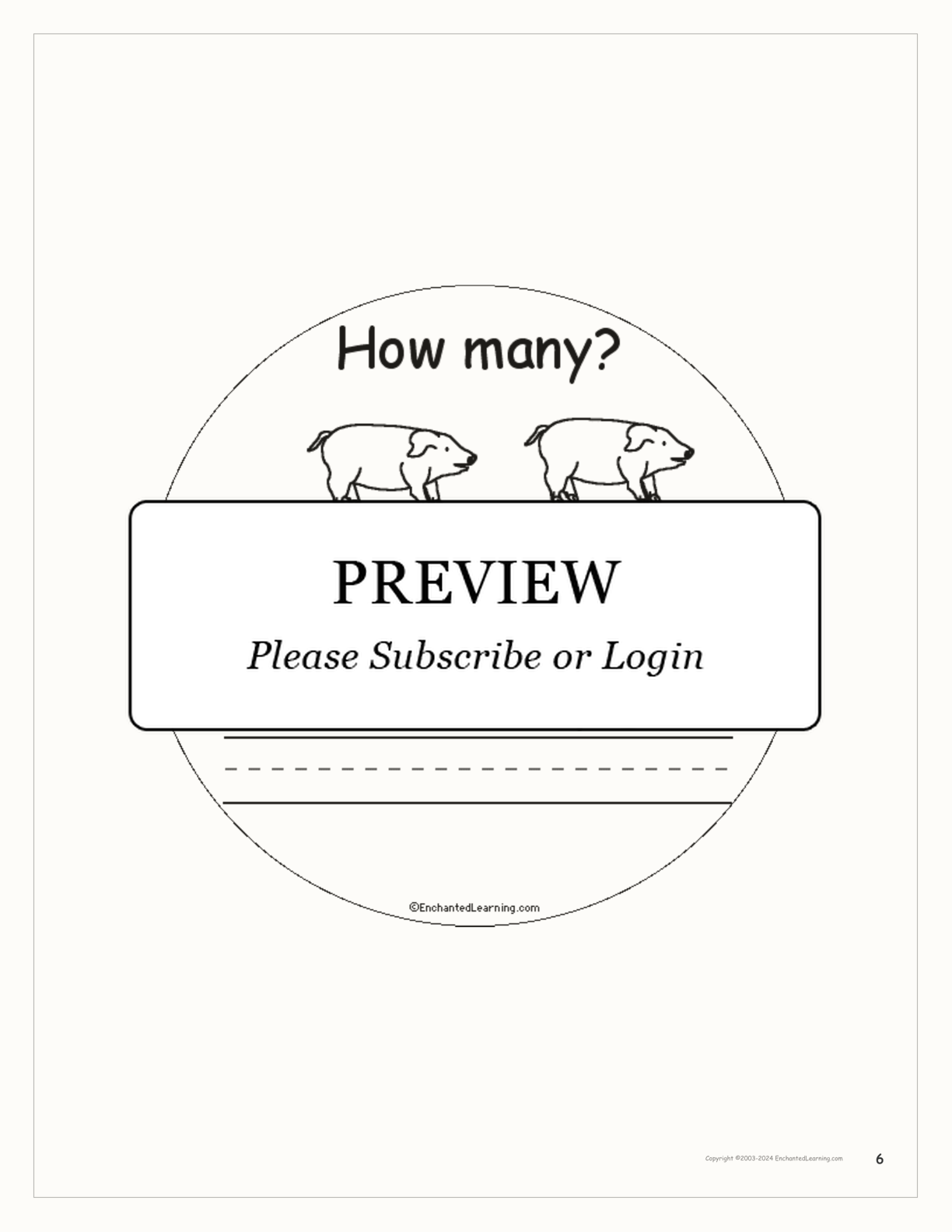 How Many Farm Animals? Book for Early Readers interactive printout page 6