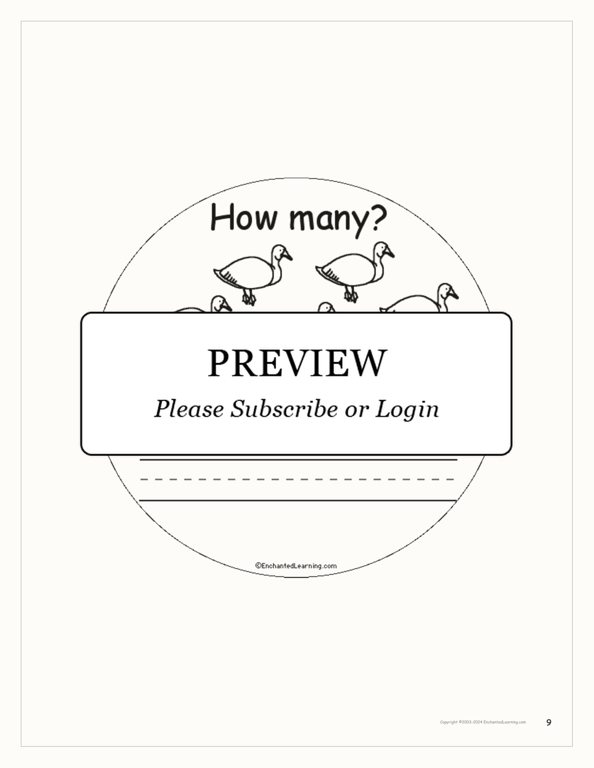 How Many Farm Animals? Book for Early Readers interactive printout page 9