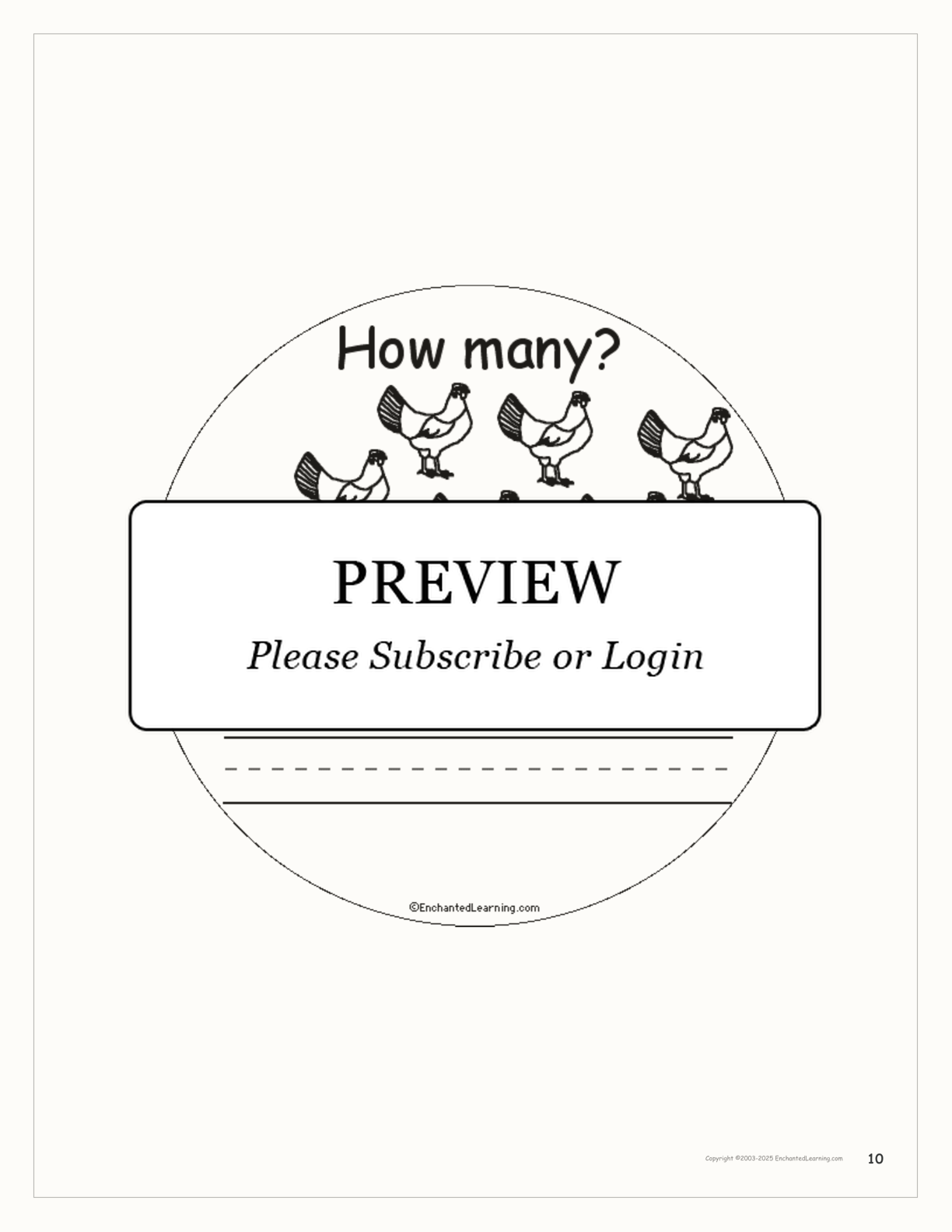 How Many Farm Animals? Book for Early Readers interactive printout page 10