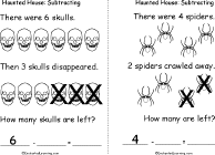 Search result: 'Haunted House: Subtraction Book, A Printable Book: Skulls, Spiders'