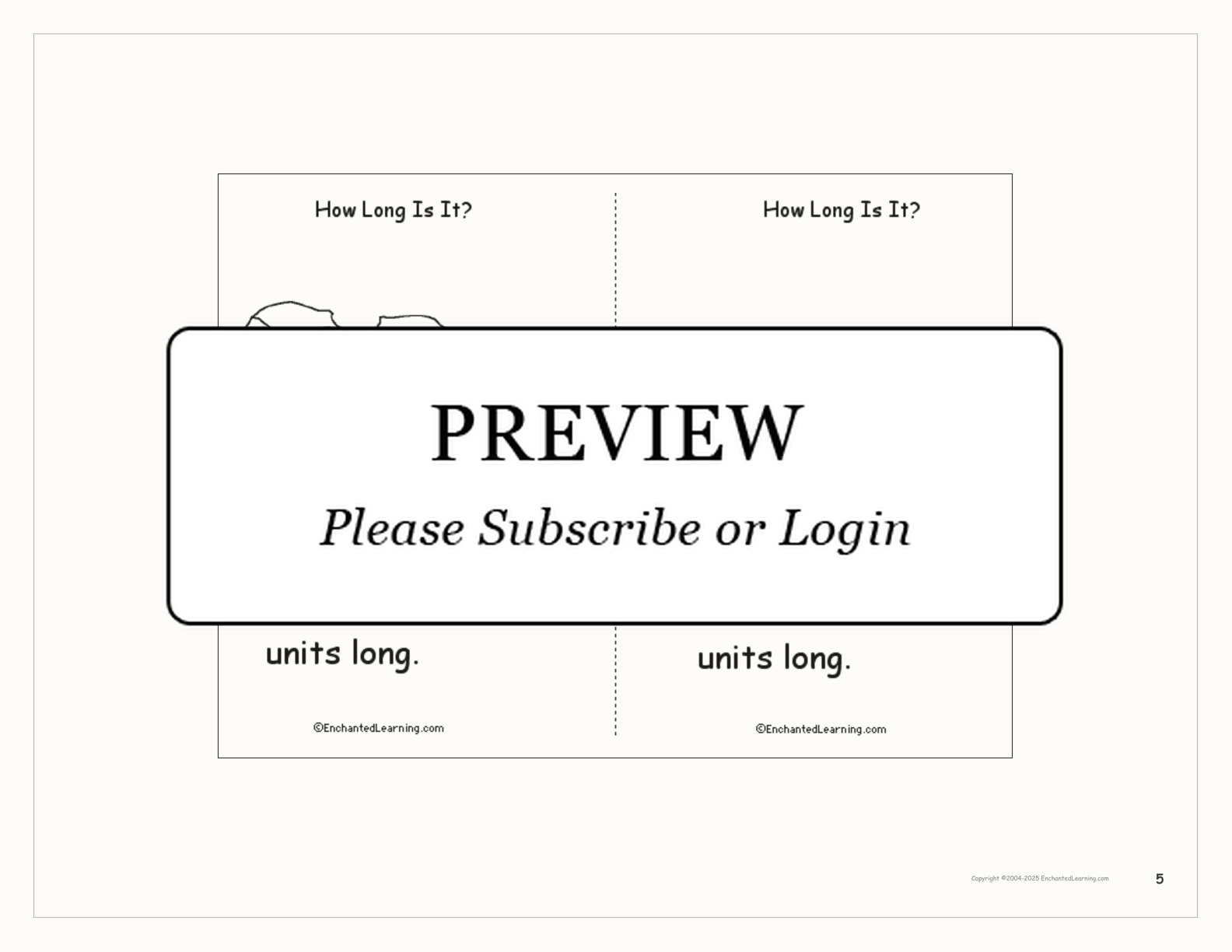 'How Long is it?' Book interactive printout page 5