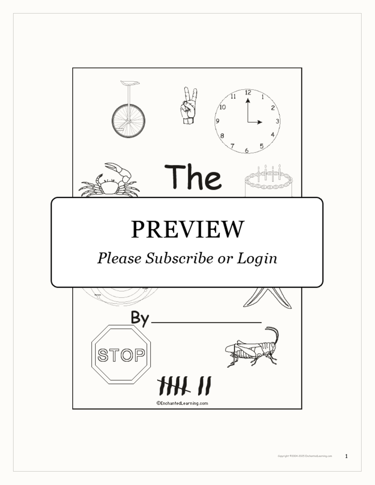 Numbers Book interactive printout page 1