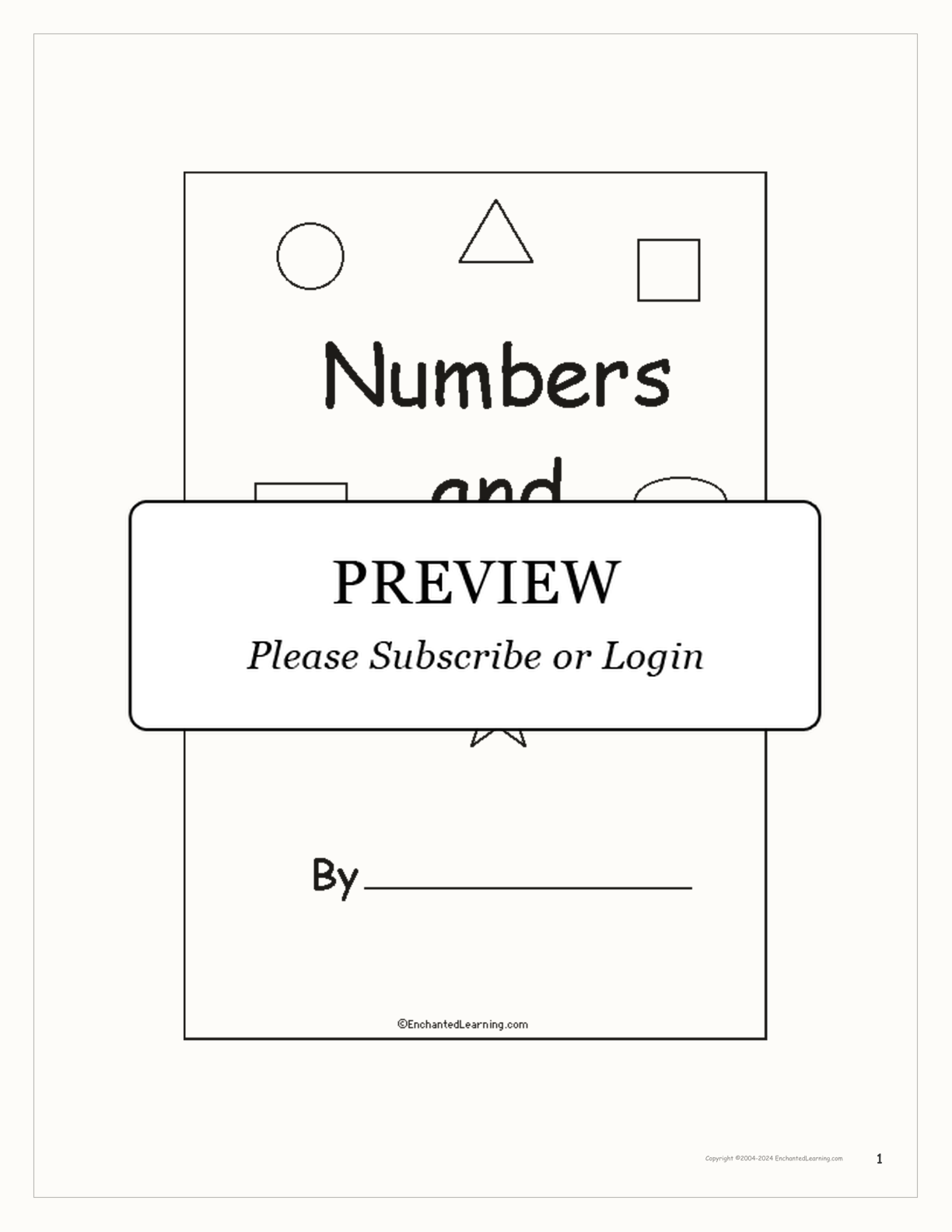 Numbers and Shapes Book interactive printout page 1