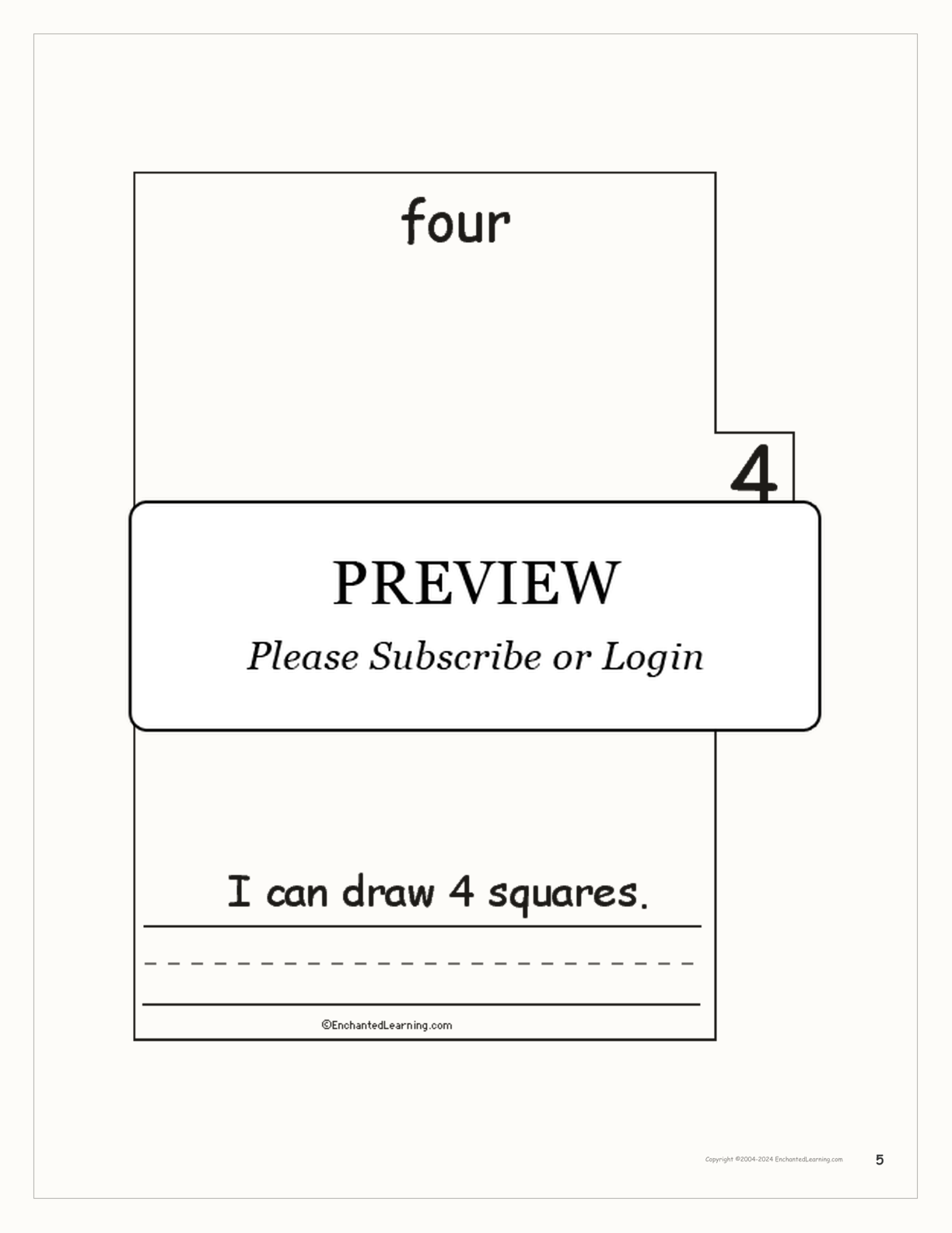 Numbers and Shapes Book interactive printout page 5