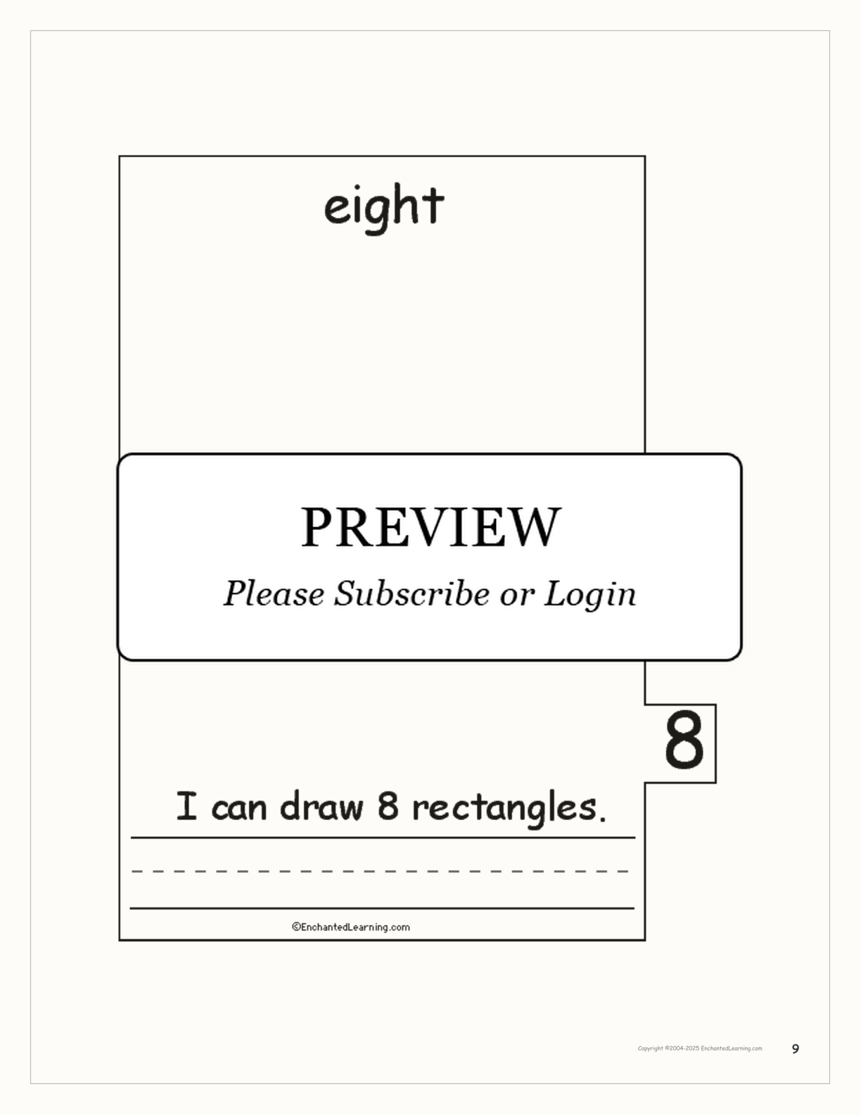 Numbers and Shapes Book interactive printout page 9