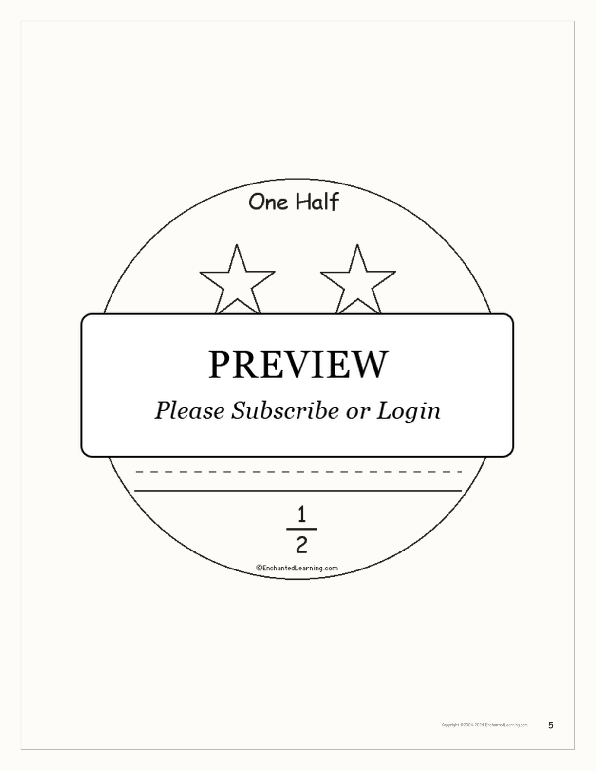 One Half: A Book on Fractions interactive printout page 5