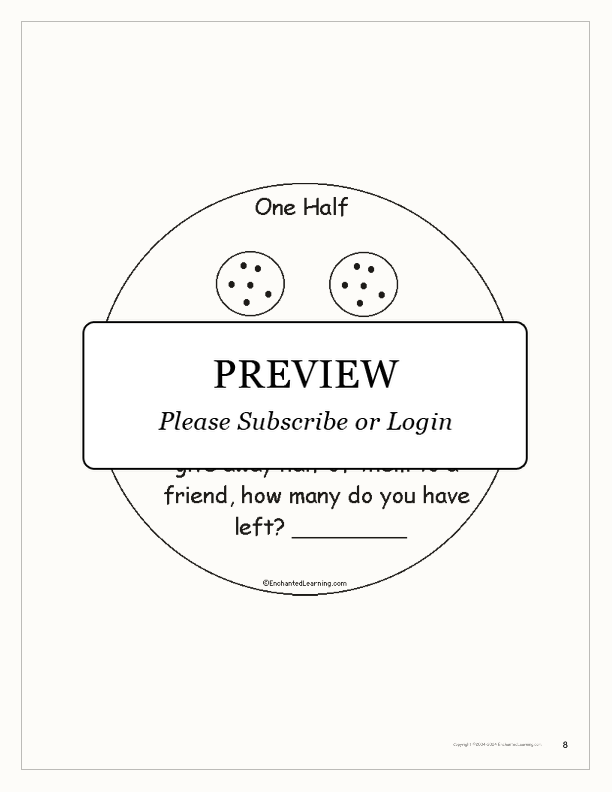 One Half: A Book on Fractions interactive printout page 8