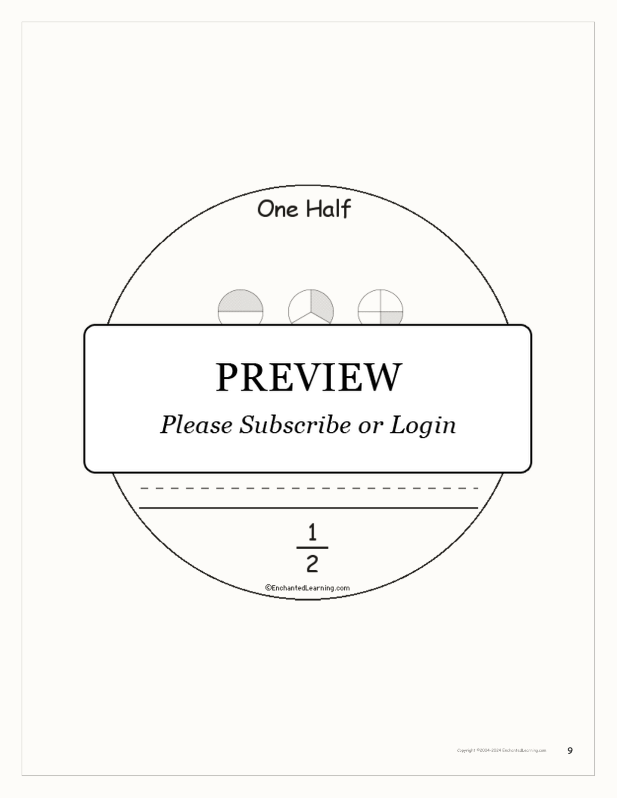 One Half: A Book on Fractions interactive printout page 9