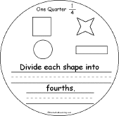 Divide each shape into quarters