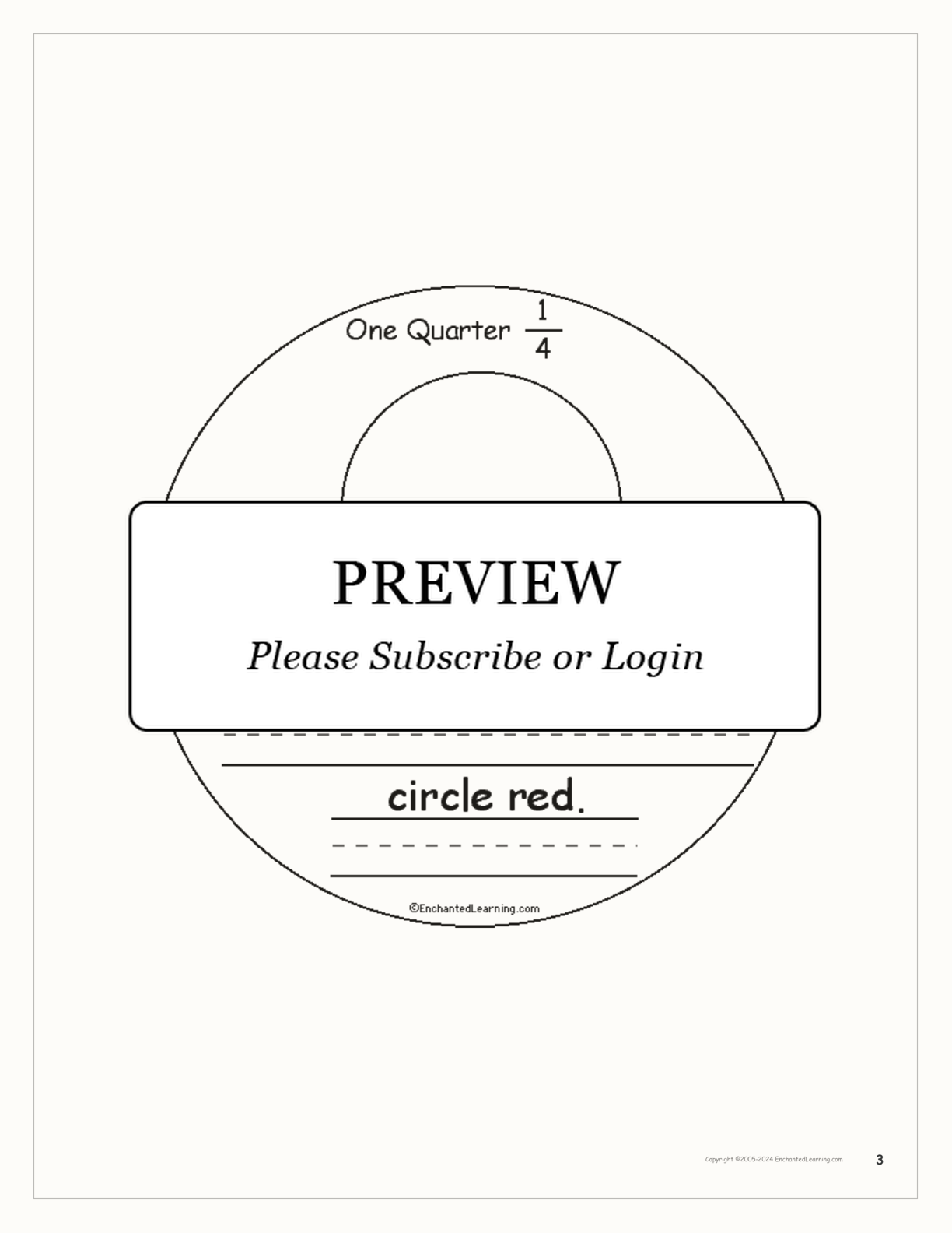 One Quarter: A Book on Fractions interactive printout page 3