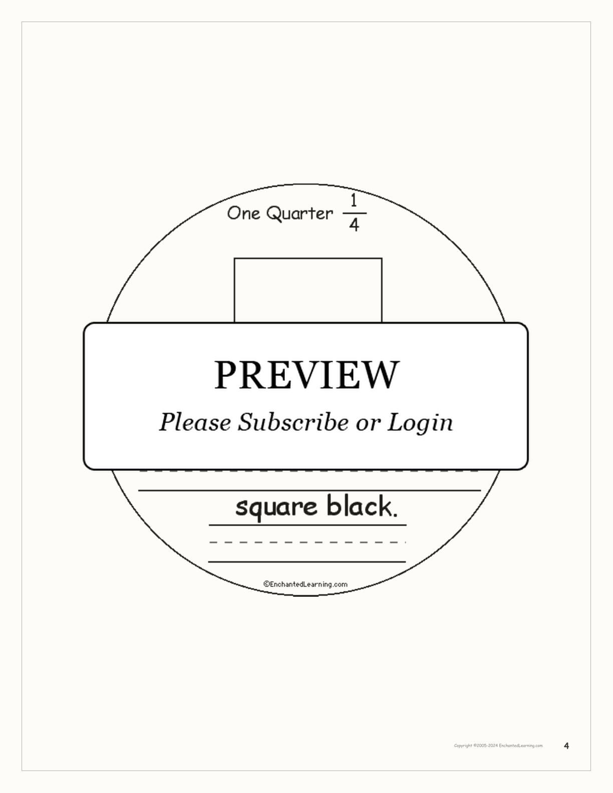 One Quarter: A Book on Fractions interactive printout page 4