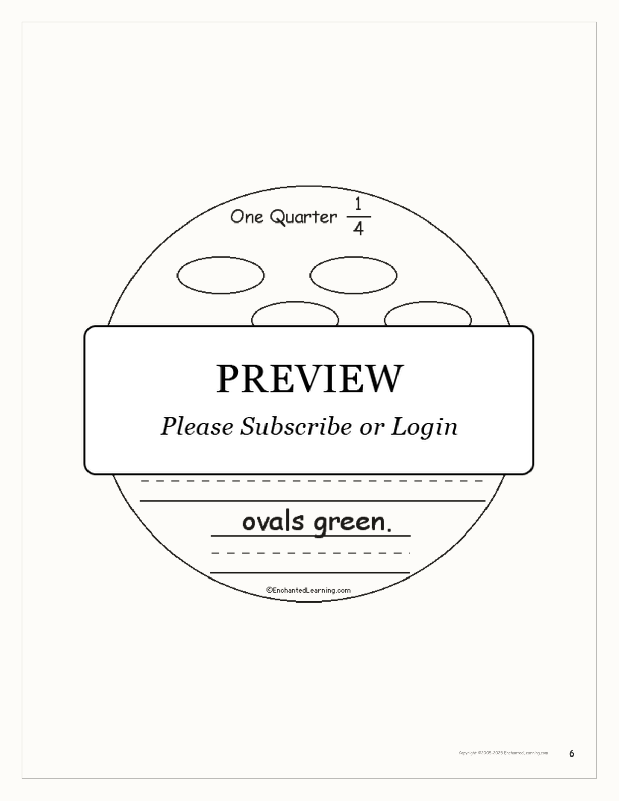 One Quarter: A Book on Fractions interactive printout page 6