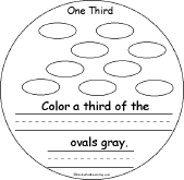 Search result: 'One Third: A Fractions Book: Color one third of the ovals gray'