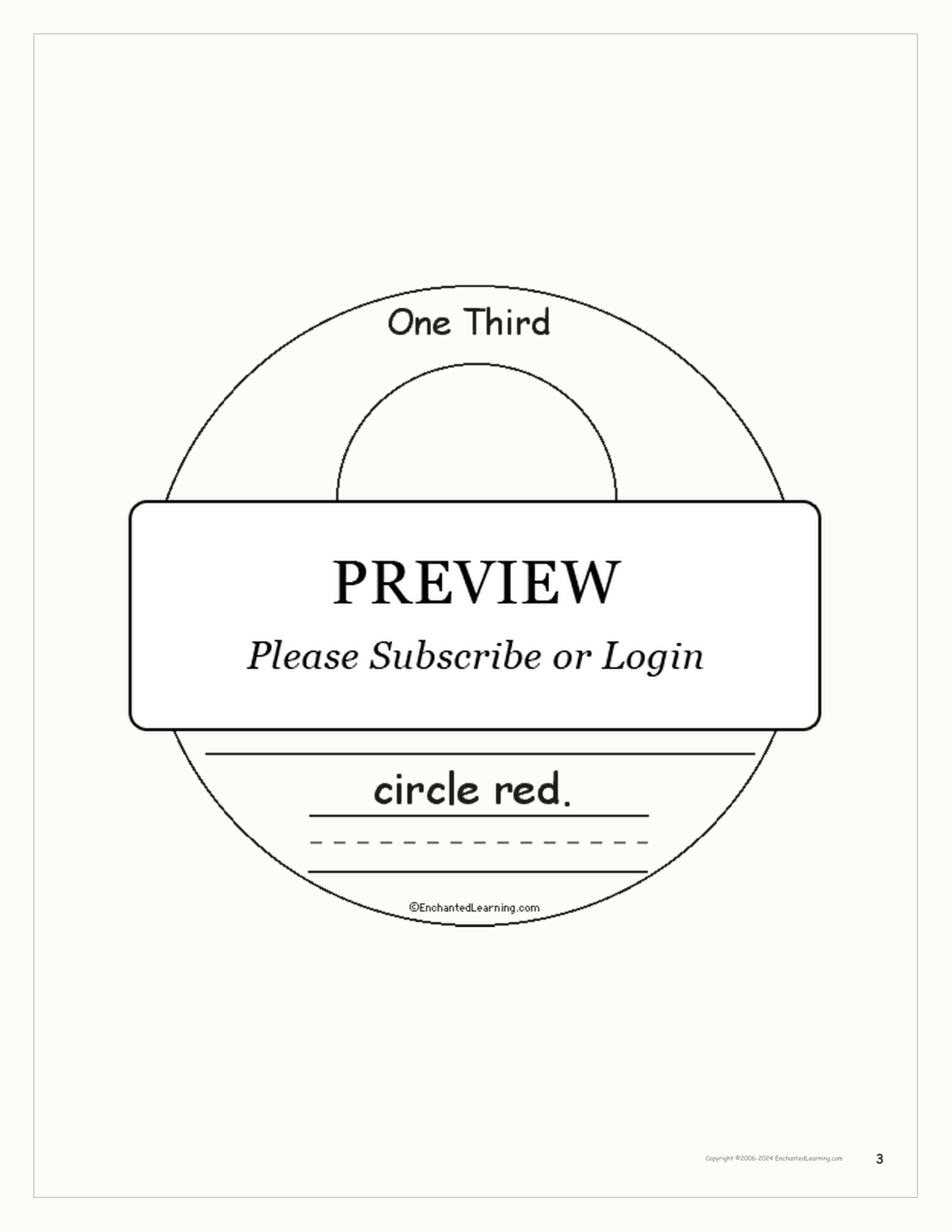 One Third: A Book on Fractions interactive printout page 3