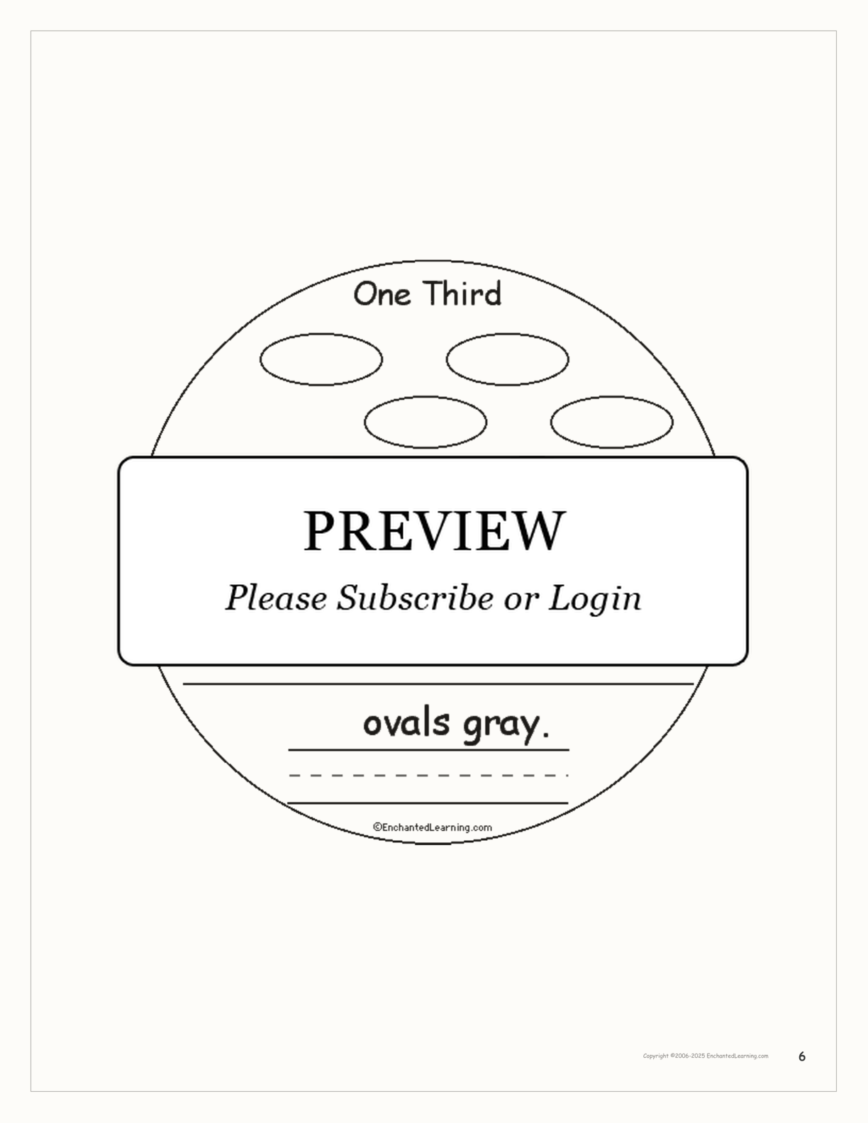 One Third: A Book on Fractions interactive printout page 6