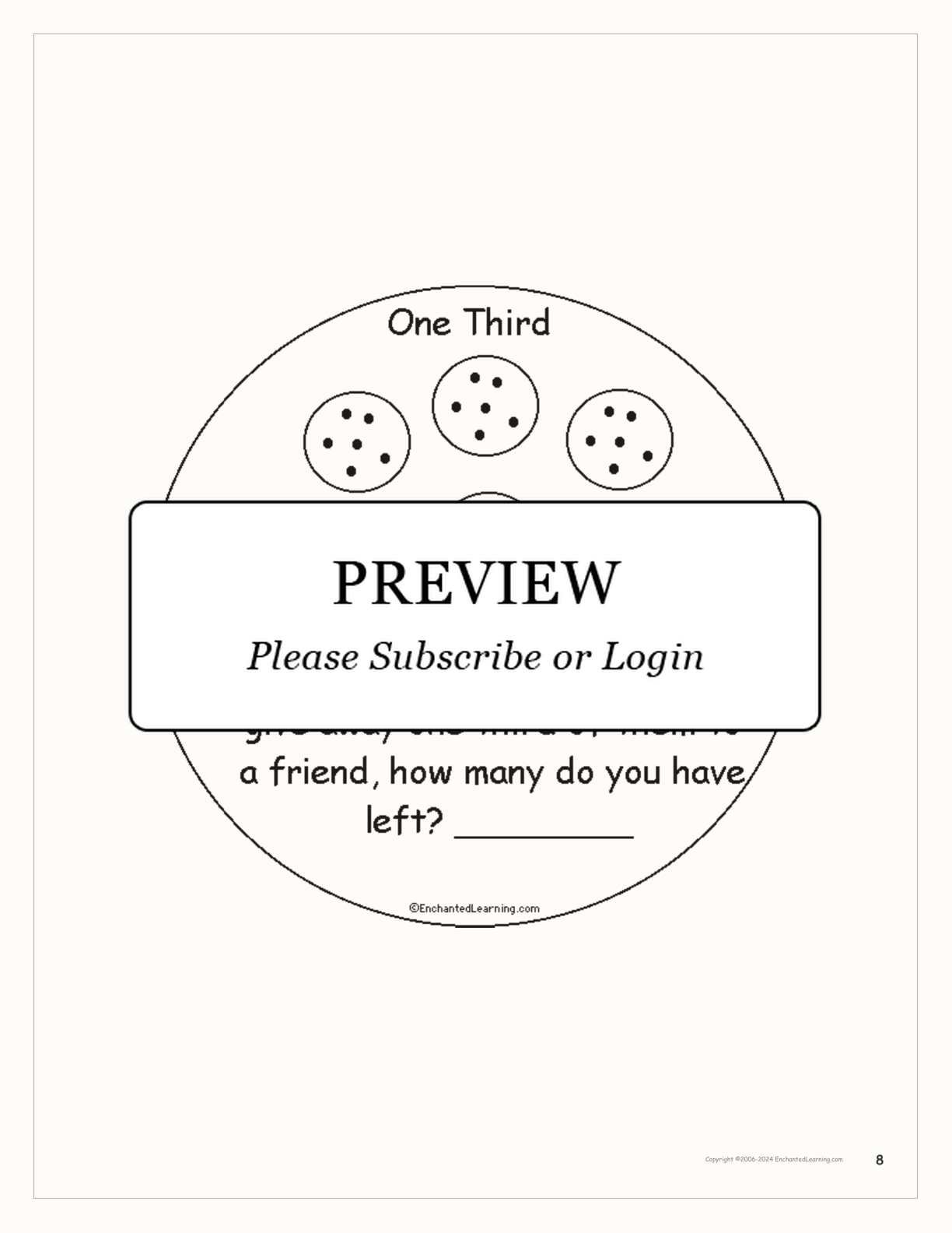 One Third: A Book on Fractions interactive printout page 8