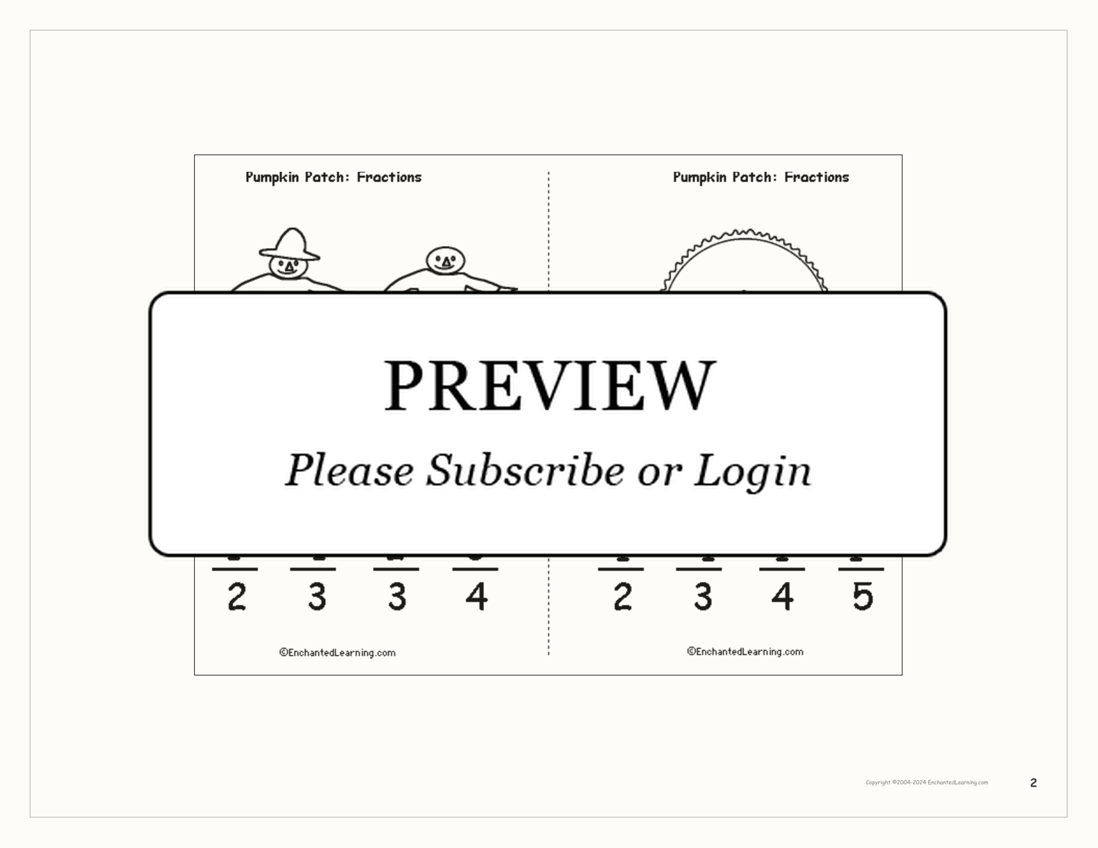 Pumpkin Patch: Fractions Book interactive printout page 2