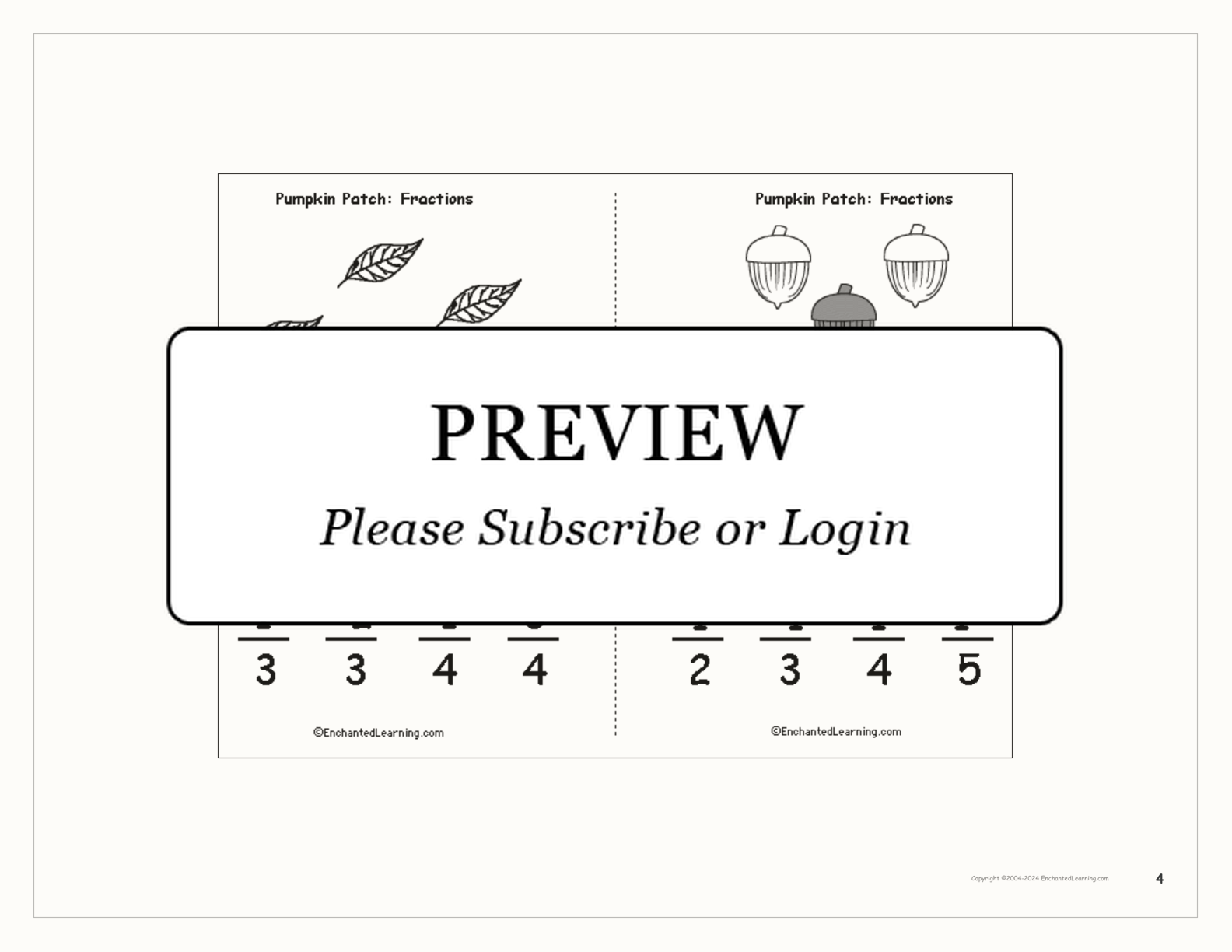 Pumpkin Patch: Fractions Book interactive printout page 4