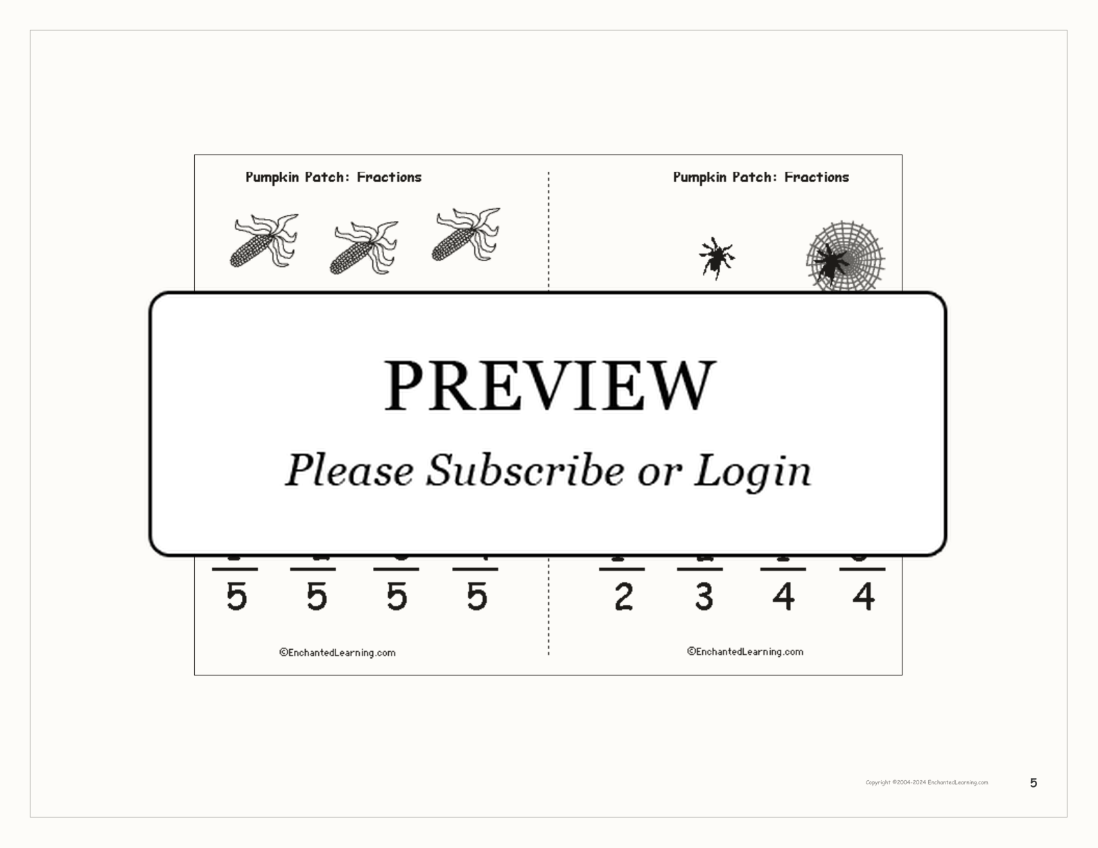 Pumpkin Patch: Fractions Book interactive printout page 5