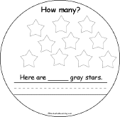 Search result: 'How Many Colorful Shapes? Book: 10 Gray Stars'