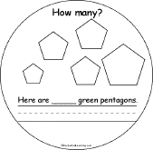 Search result: 'How Many Colorful Shapes? Book: 5 green Pentagons'