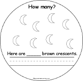 Search result: 'How Many Colorful Shapes? Book: 8 Brown Crescents'