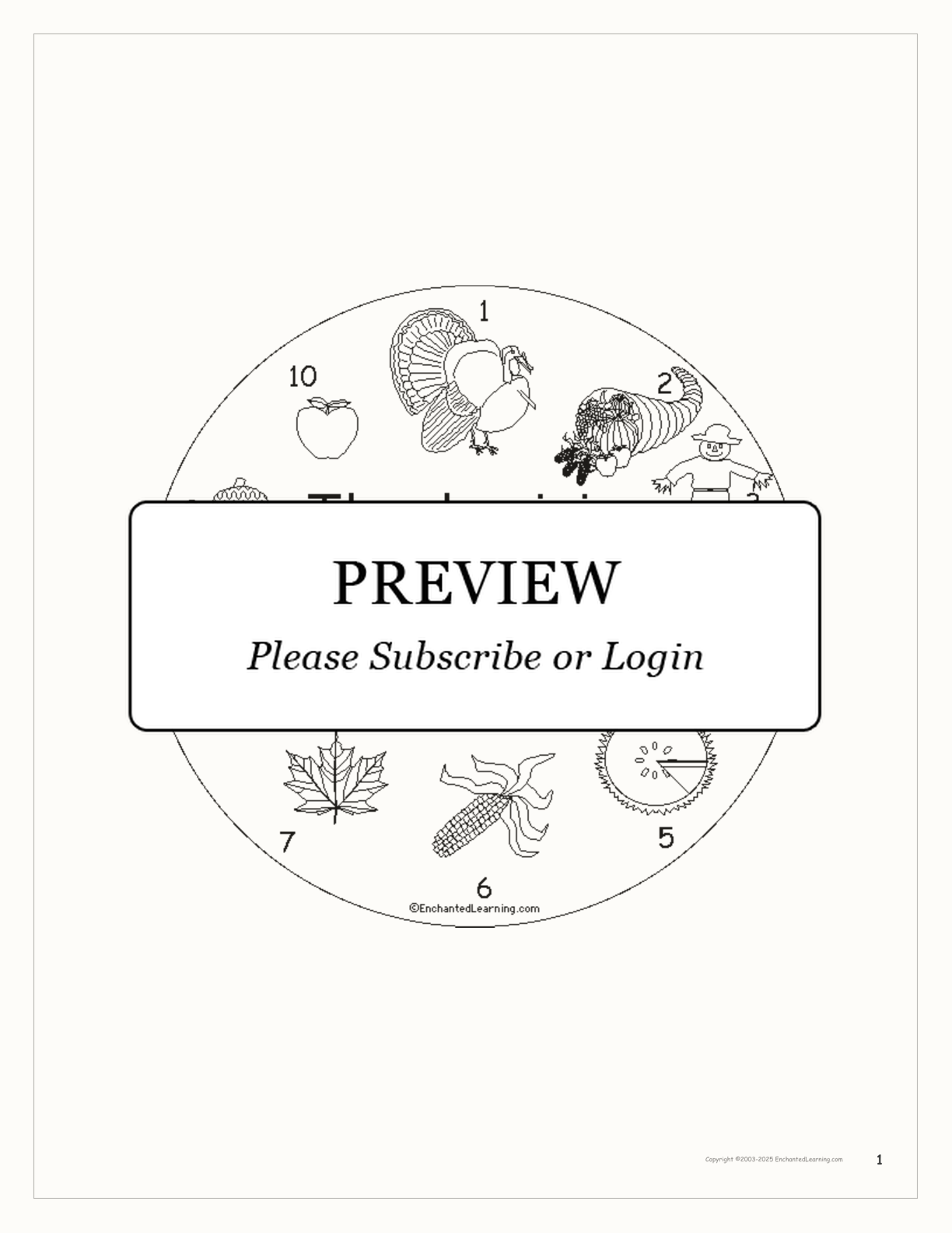 Thanksgiving — How Many? interactive worksheet page 1