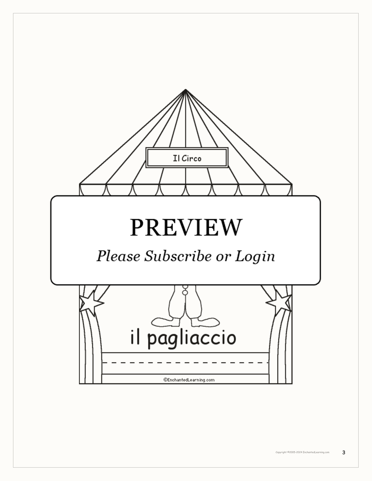 Il Circo: Circus Words in Italian - Printable Book interactive worksheet page 3