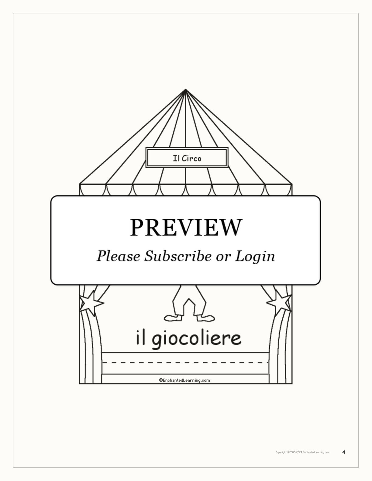 Il Circo: Circus Words in Italian - Printable Book interactive worksheet page 4