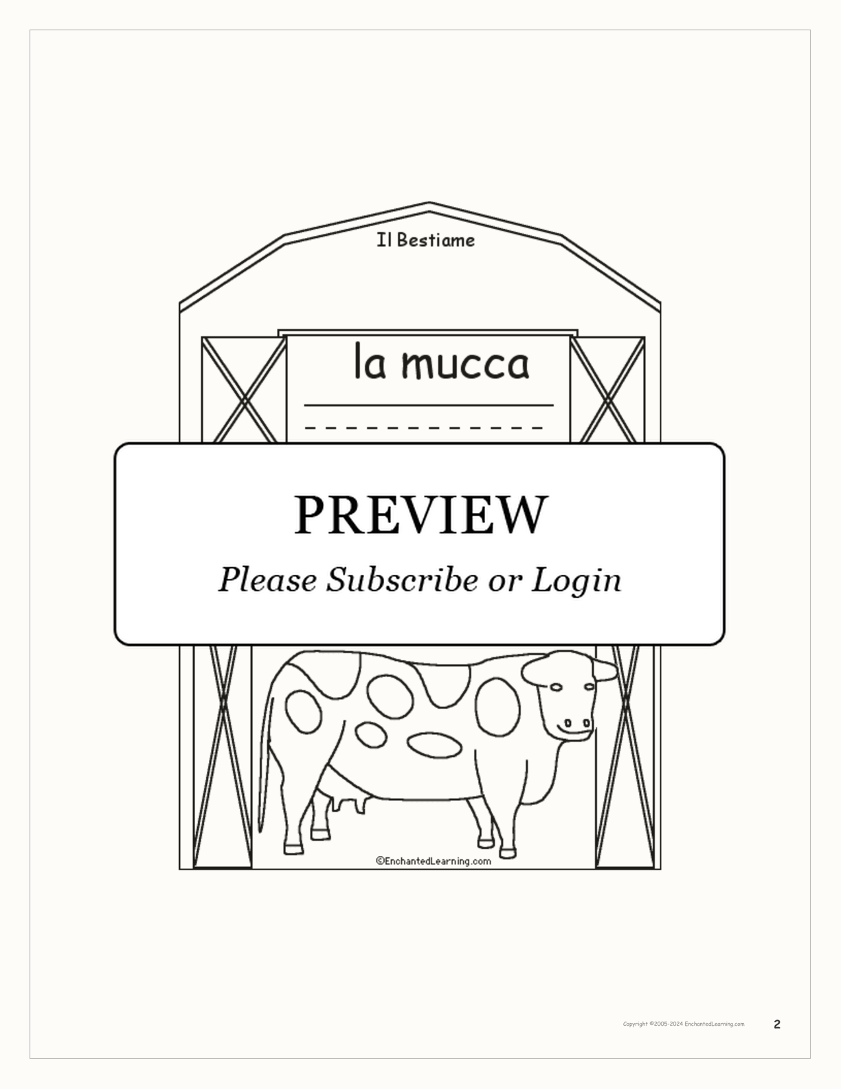 Bestiame/Livestock Italian Book interactive printout page 2