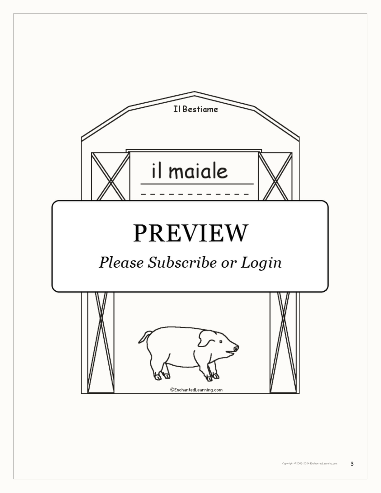 Bestiame/Livestock Italian Book interactive printout page 3