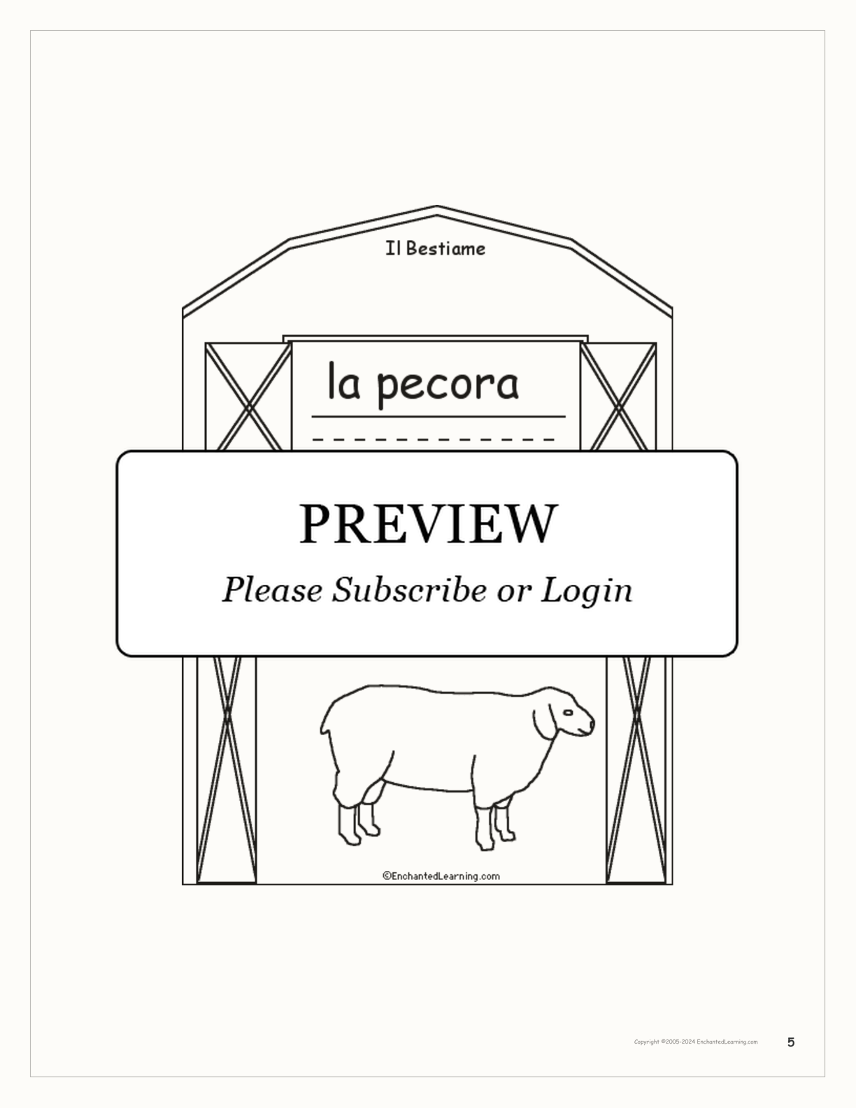 Bestiame/Livestock Italian Book interactive printout page 5