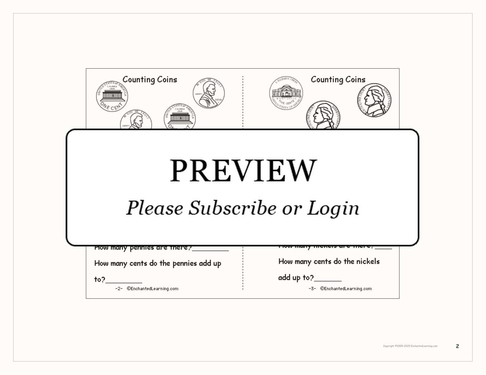 Counting Coins Printable Book interactive worksheet page 2