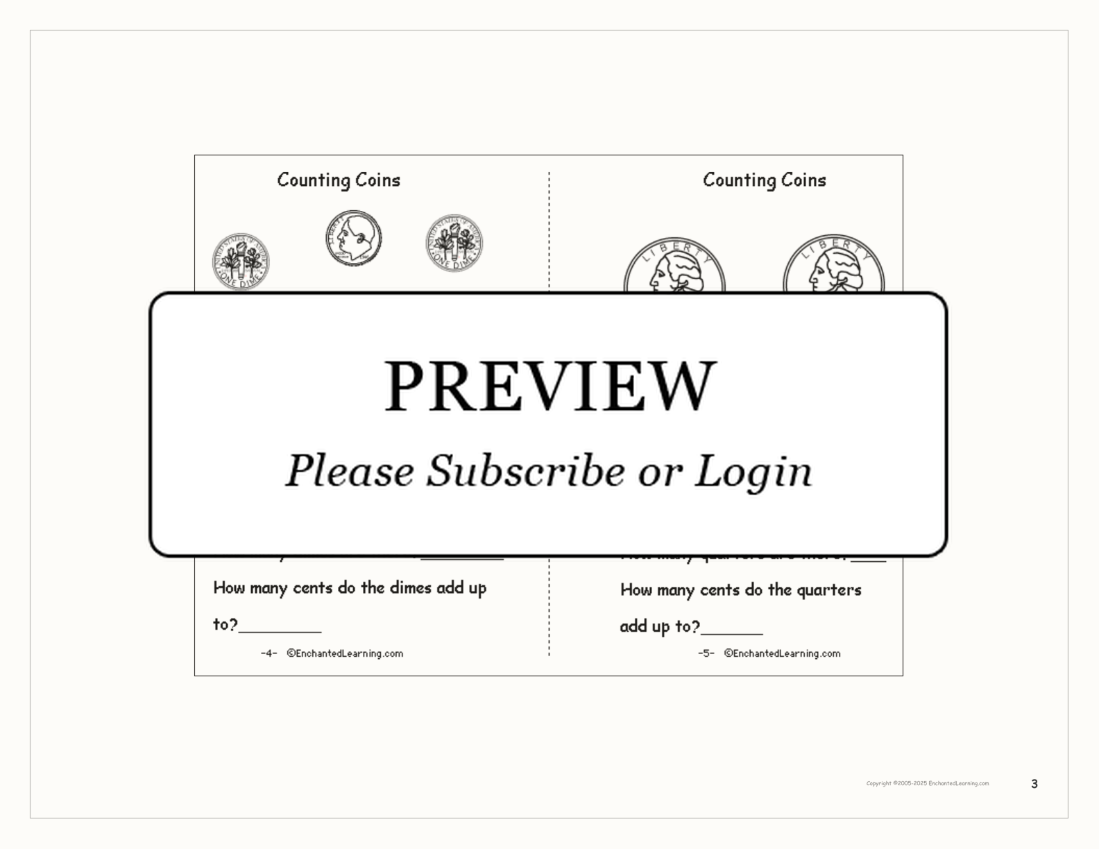 Counting Coins Printable Book interactive worksheet page 3