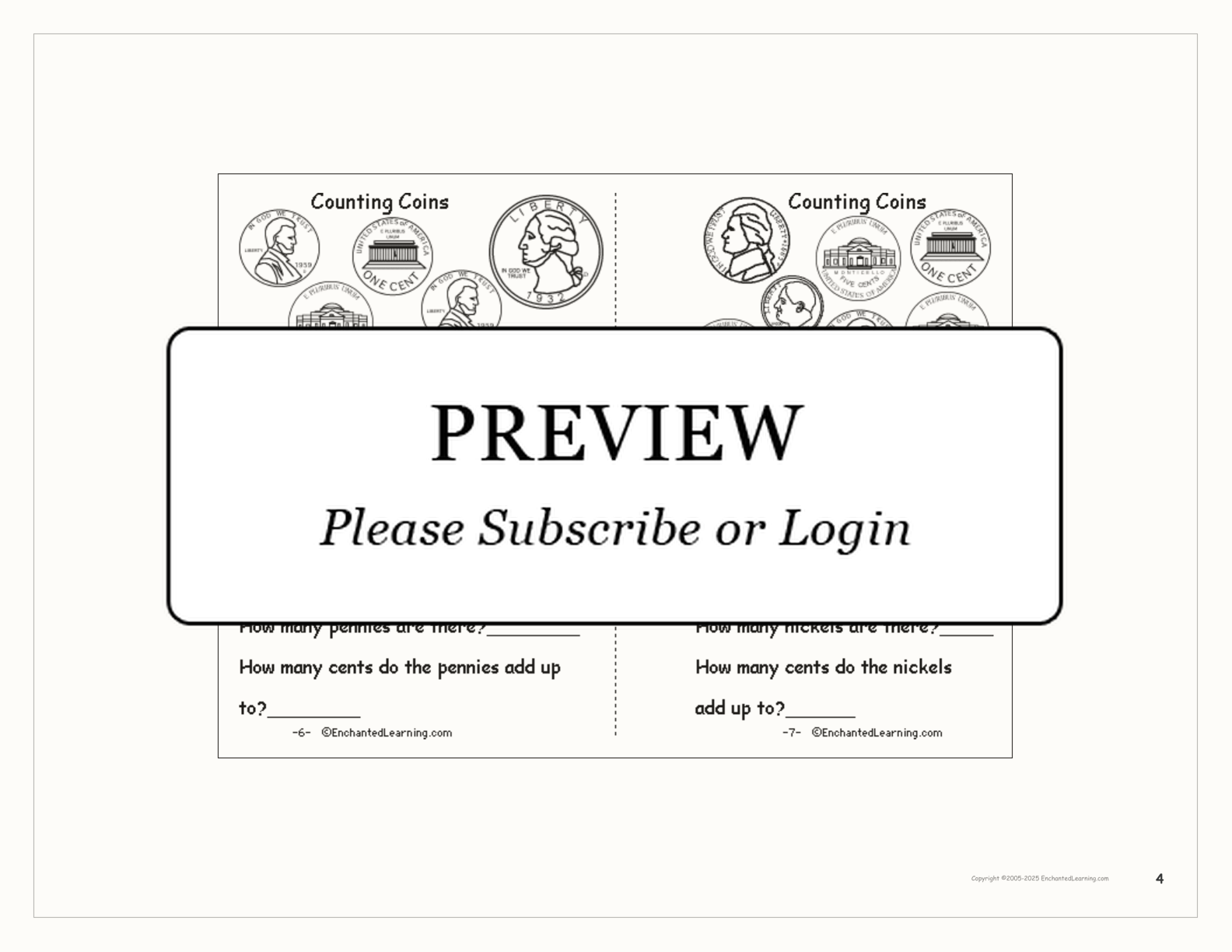 Counting Coins Printable Book interactive worksheet page 4