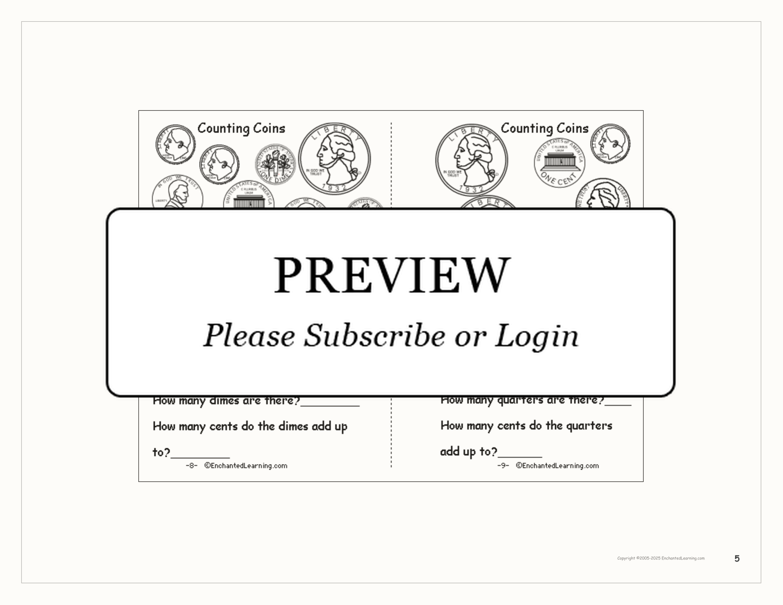 Counting Coins Printable Book interactive worksheet page 5
