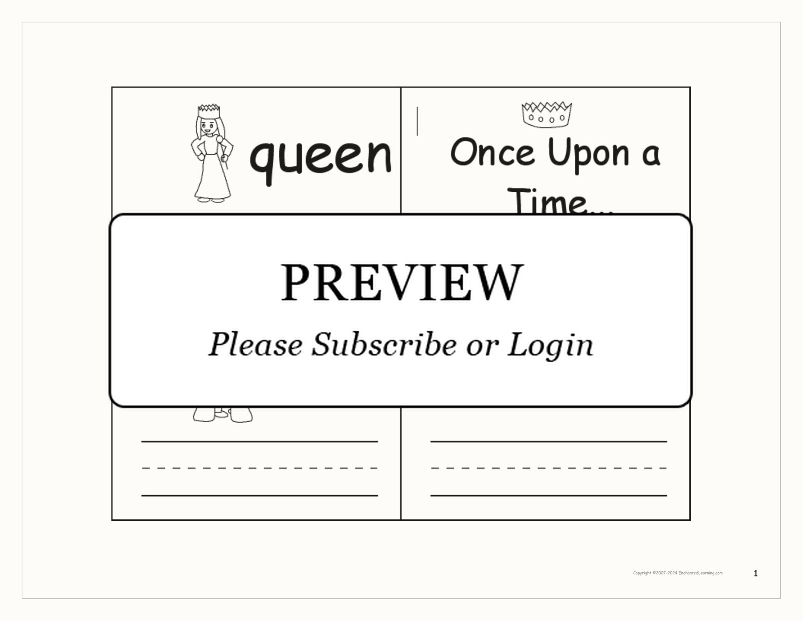 Once Upon a Time... Word Book interactive printout page 1