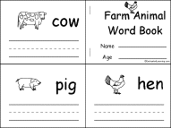 Search result: 'Farm Animal Word Book Early Reader Book: Page 1'