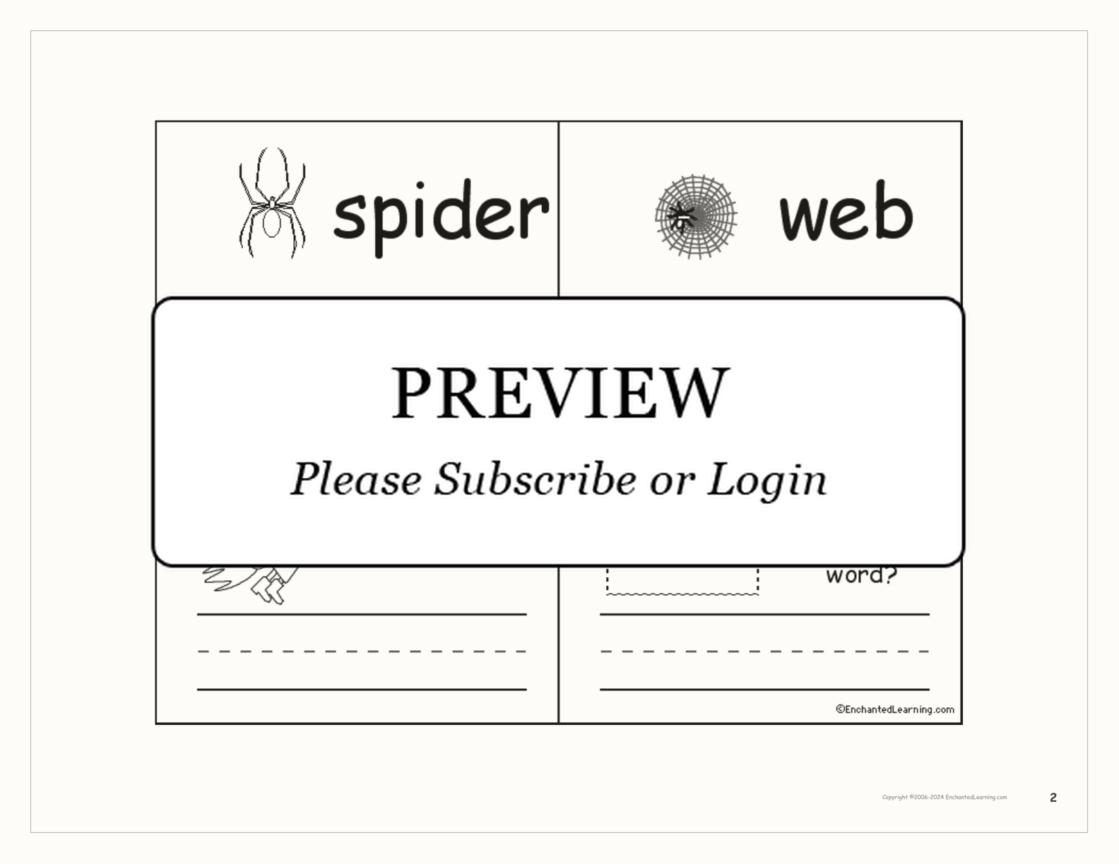 Halloween Mini Word Book interactive printout page 2