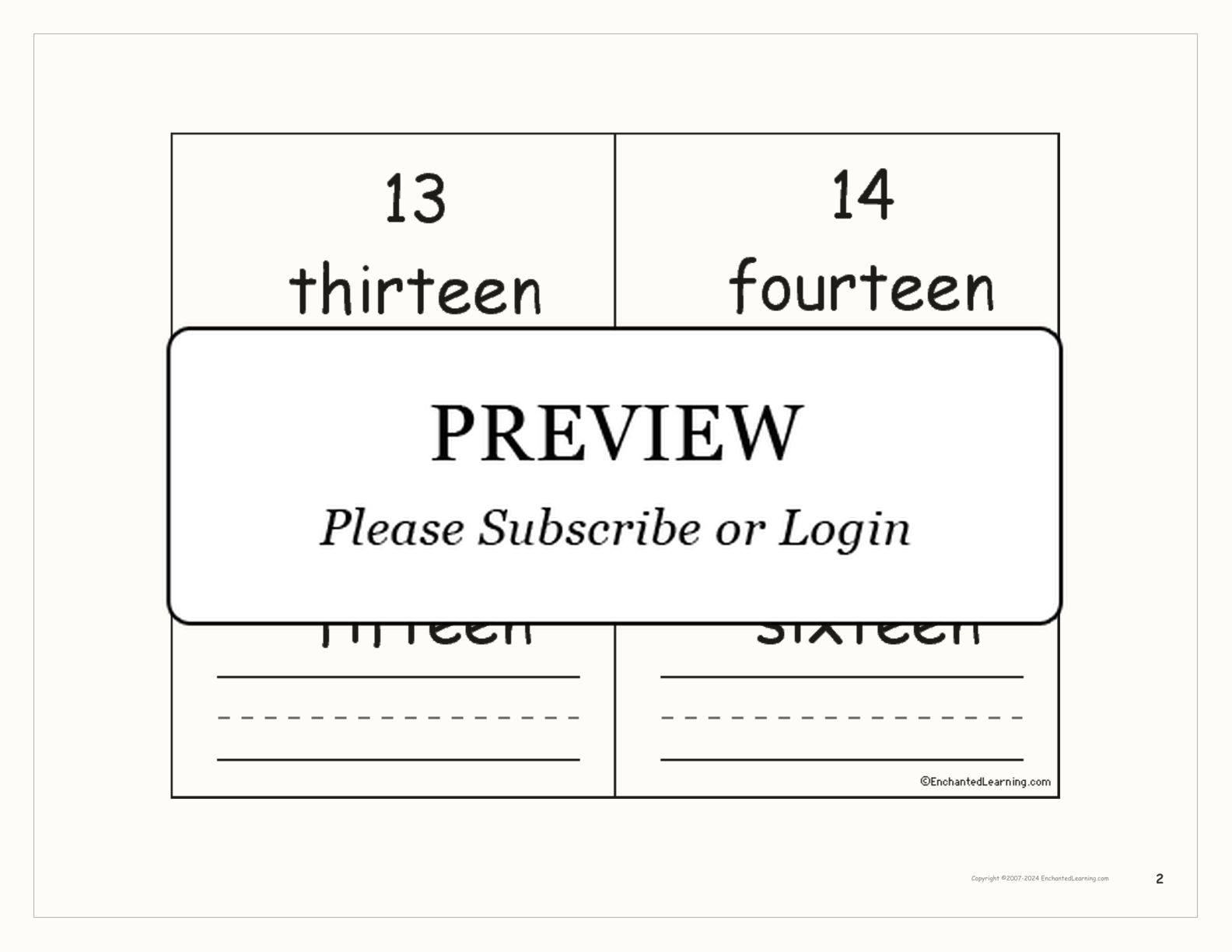 Numbers Word Book 10-20 interactive worksheet page 2