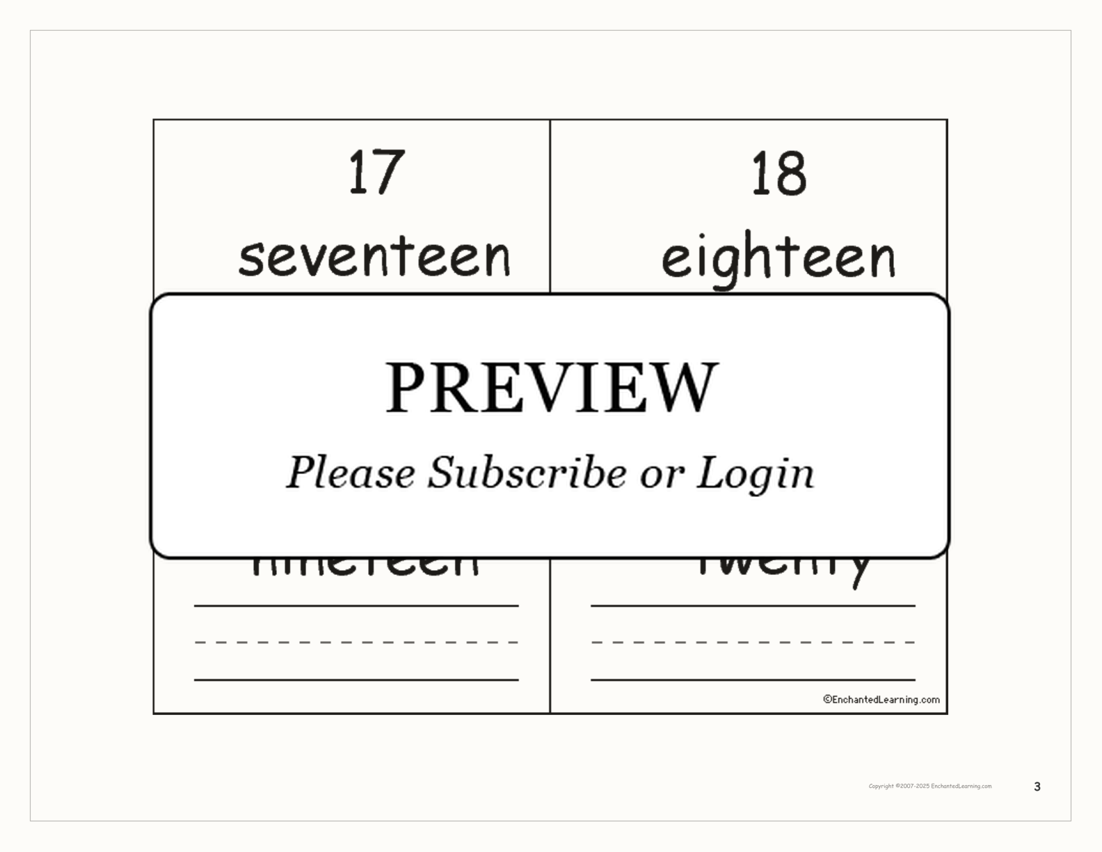 Numbers Word Book 10-20 interactive worksheet page 3