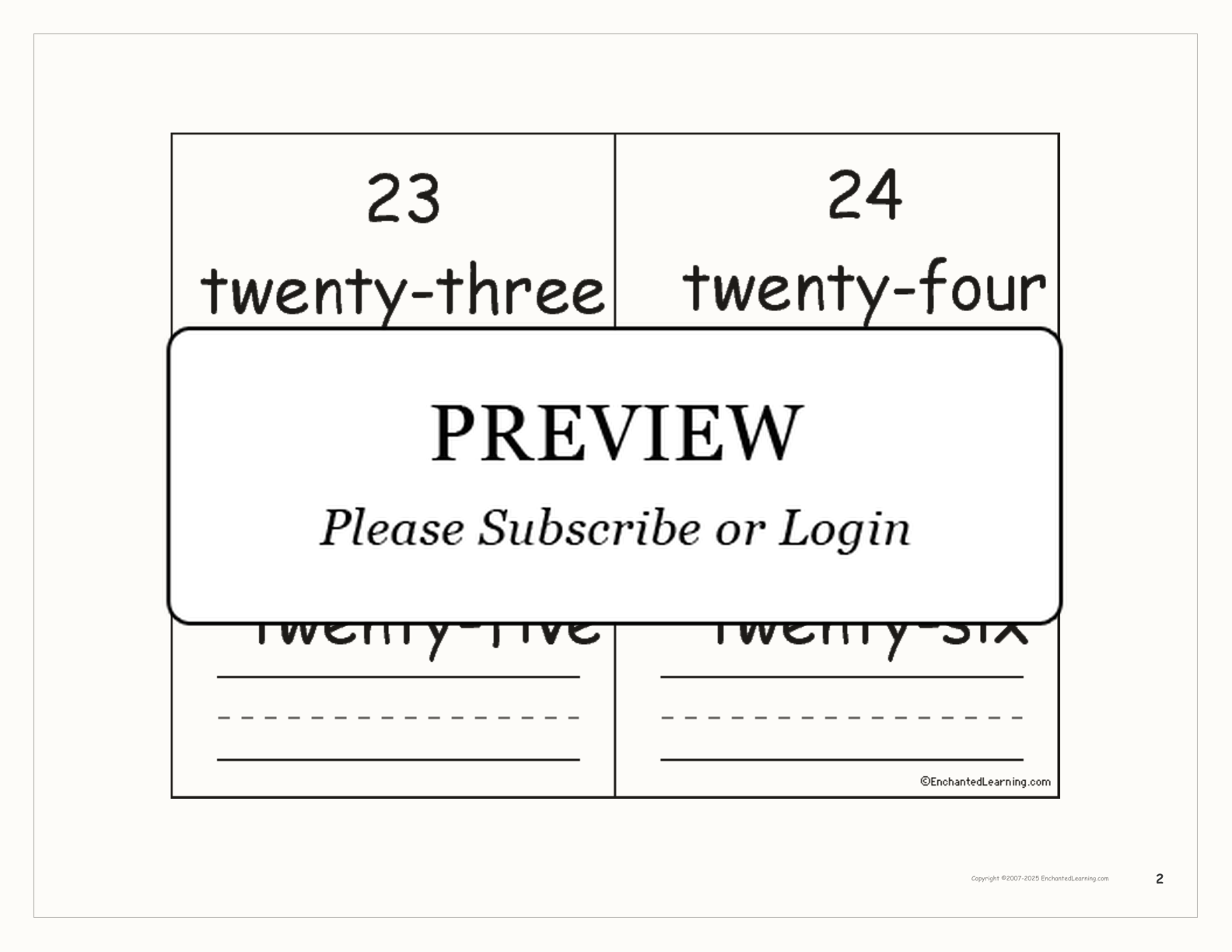 Numbers Word Book 20-30 interactive worksheet page 2