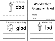 Search result: 'Words that Rhyme with Ad, A Printable Book'