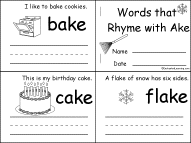Words that Rhyme with Ake, A Printable Book