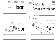 Words that Rhyme with Ar, A Printable Book