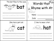 Words that Rhyme with At, A Printable Book