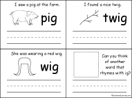 Search result: 'Words that Rhyme with Ig, Early Reader Book: Page 2'