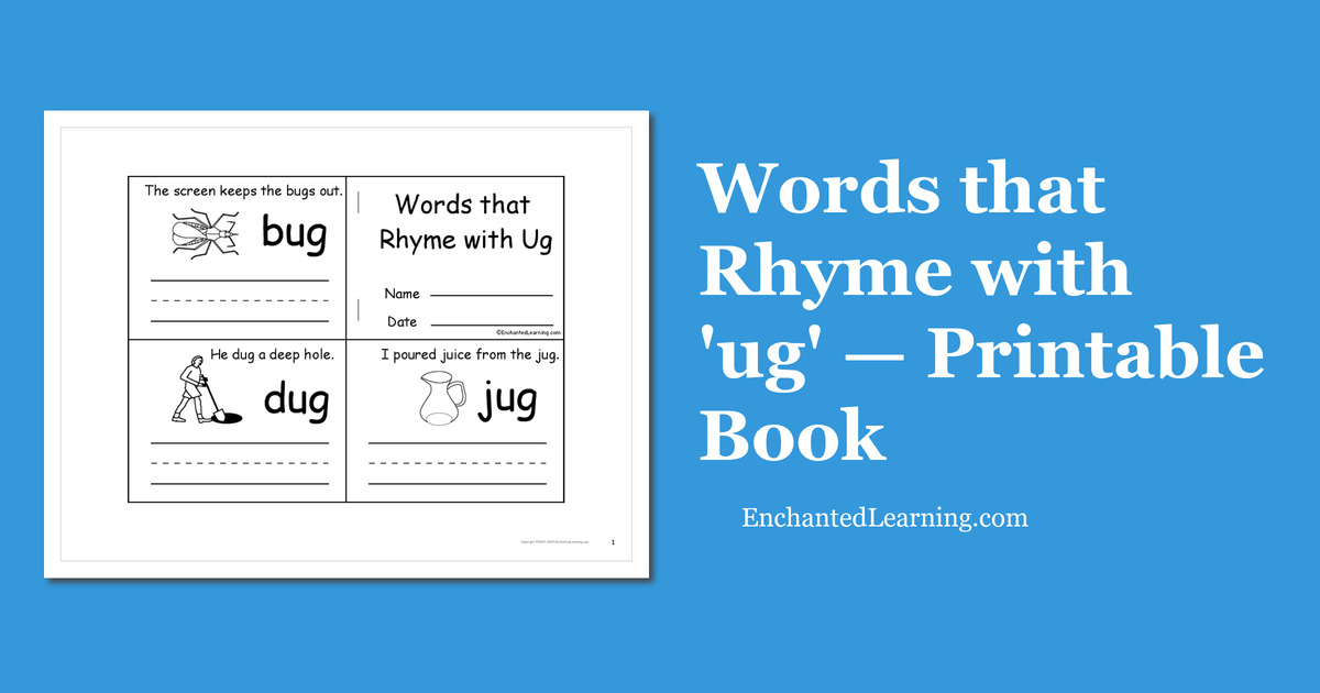 Words that Rhyme with 'ug' — Printable Book Enchanted Learning