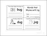 Search result: 'Words that Rhyme with 'ug' &#8212;&#160;Printable Book'